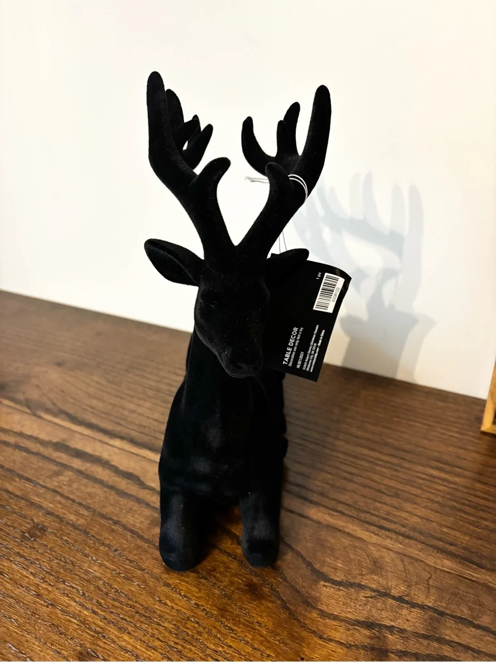 Black Flocked Sitting Reindeer